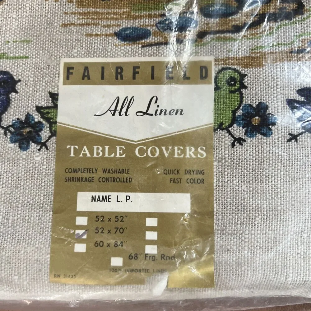 Fairfield All Linen Table Cover NWT 52”x70” Vintage Farmhouse
